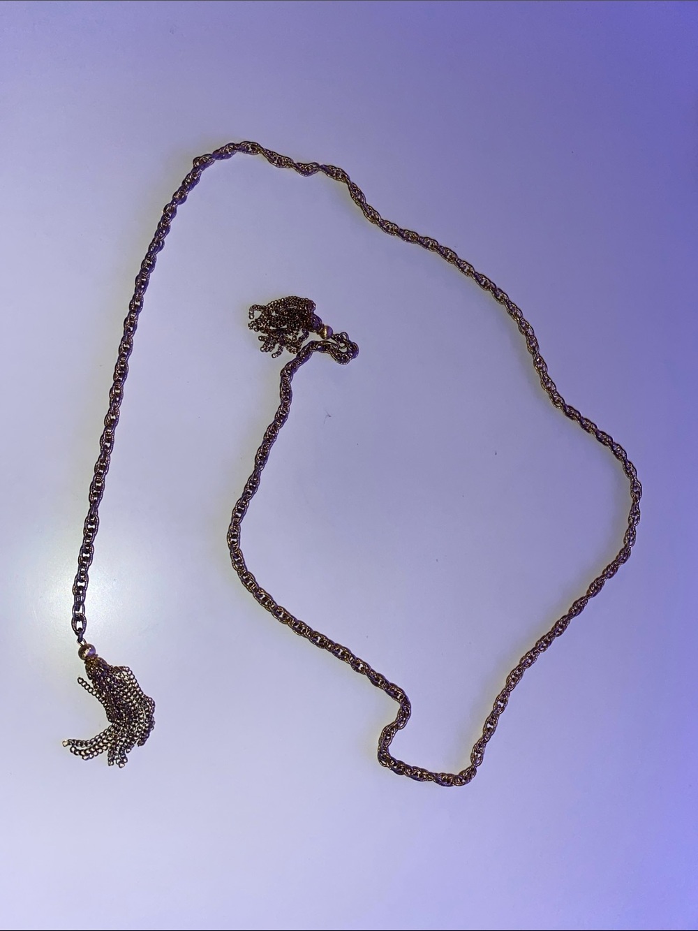 Tassel Lariat Necklace in Antique Gold
